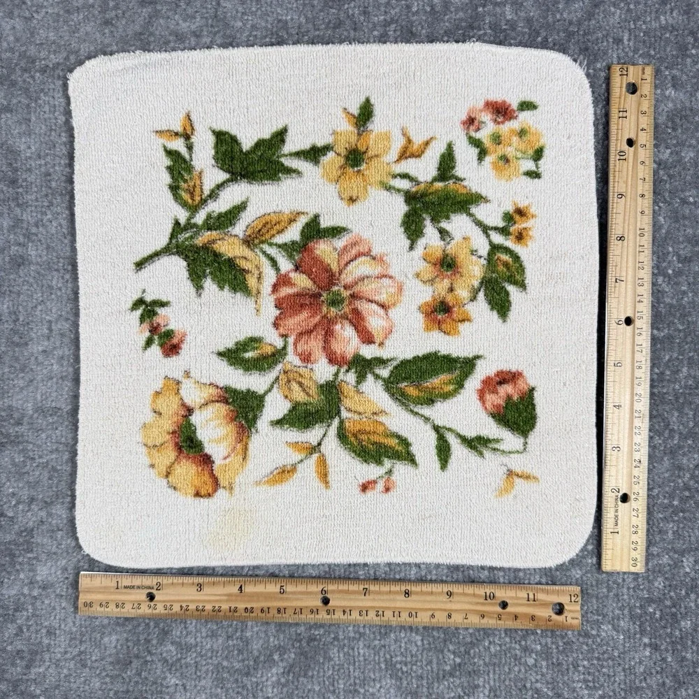 Vintage Cannon Bath Towel and Washcloth Set Floral Monticello USA